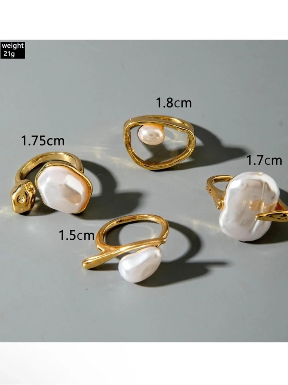 Luxe Golden  Pearl Statement Rings Set